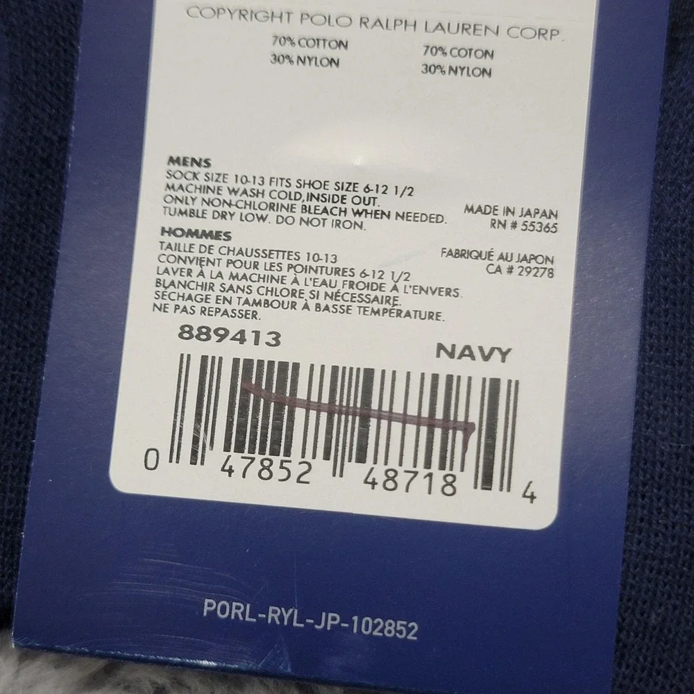 Polo Ralph Lauren Socks Mens 10-13 Navy Tartan Plaid Cookie Crest Embroider Calf